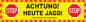 Preview: Absperrbanner in Signalfarbe Gelb und Rot aus Mesh mit Text Achtung Jagd und STOP Symbolen